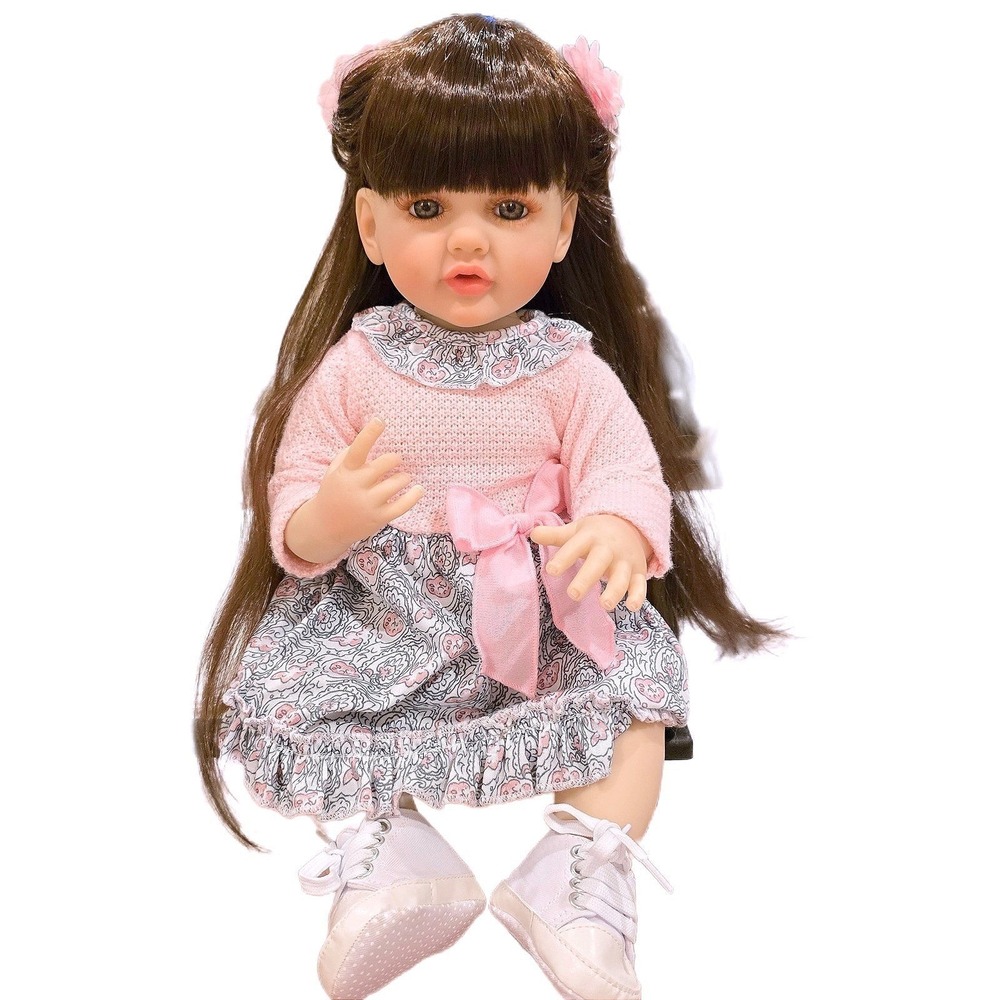 22" Reborn Toddler Girl Doll Lifelike Weighted Silicone Vinyl Brunette Princess